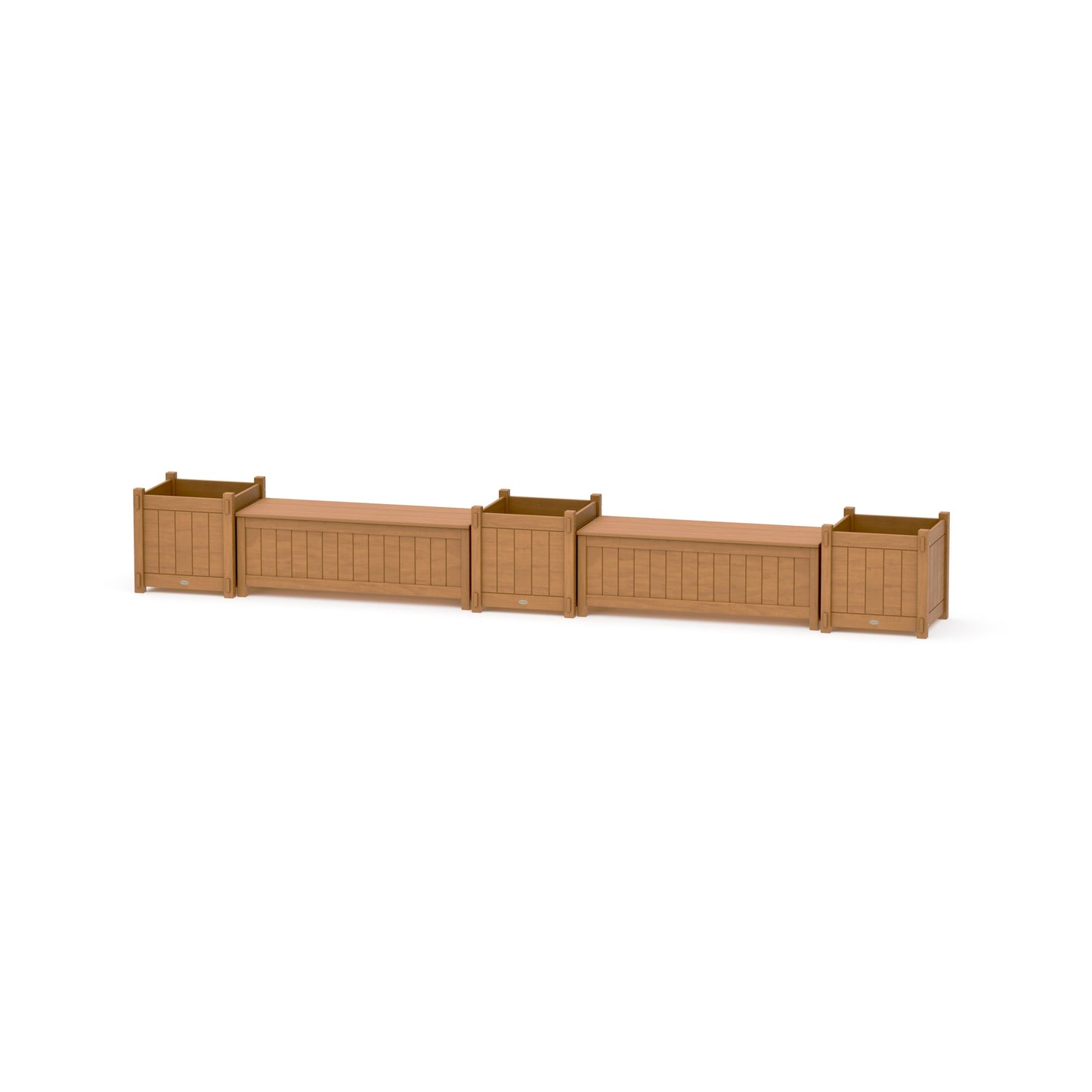 POLYWOOD 48" Vineyard Straight Double Planter Storage Bench Set- Large — Natural