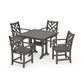 POLYWOOD Chippendale 5-Piece Farmhouse Trestle Arm Chair Dining Set — Driftwood