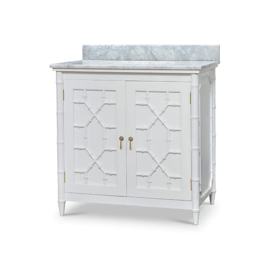 Bramble Grosvenor Single Vanity in True White with Sink & Marble Top