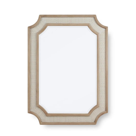 Bramble Finsbury Mirror in Sandbar with White Inset Rattan