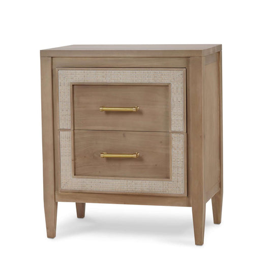 Bramble Belgravia Bedside Table in Sandbar with White Inset Rattan
