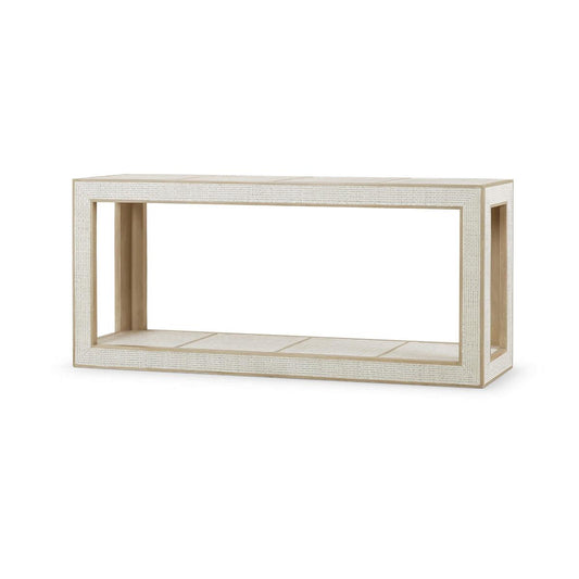 Bramble Finsbury Console Table in Sandbar with White Inset Rattan