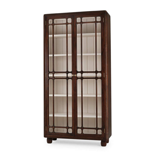 Bramble Toulouse Glass Display Cabinet in Matt Teak Brown with Putty Interior