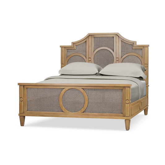 Bramble Chalfont Rattan Bed King in Antique French Oak with Rattan Glaze
