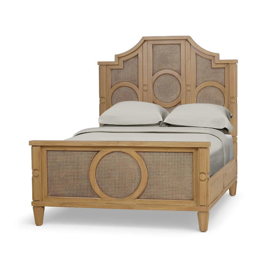 Bramble Chalfont Rattan Bed Queen in Antique French Oak with Rattan Glaze