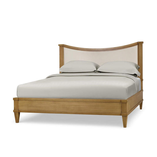 Bramble Bow King Bed Upholstery in Antique French Oak with Thames Natural Performance Fabric