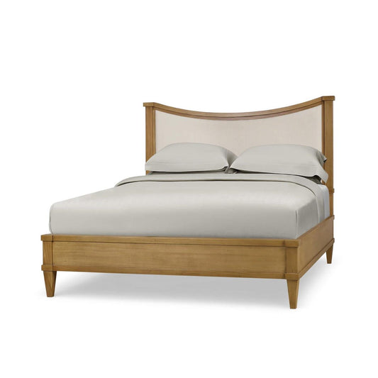 Bramble Bow Queen Bed Upholstery in Antique French Oak with Thames Natural Performance Fabric