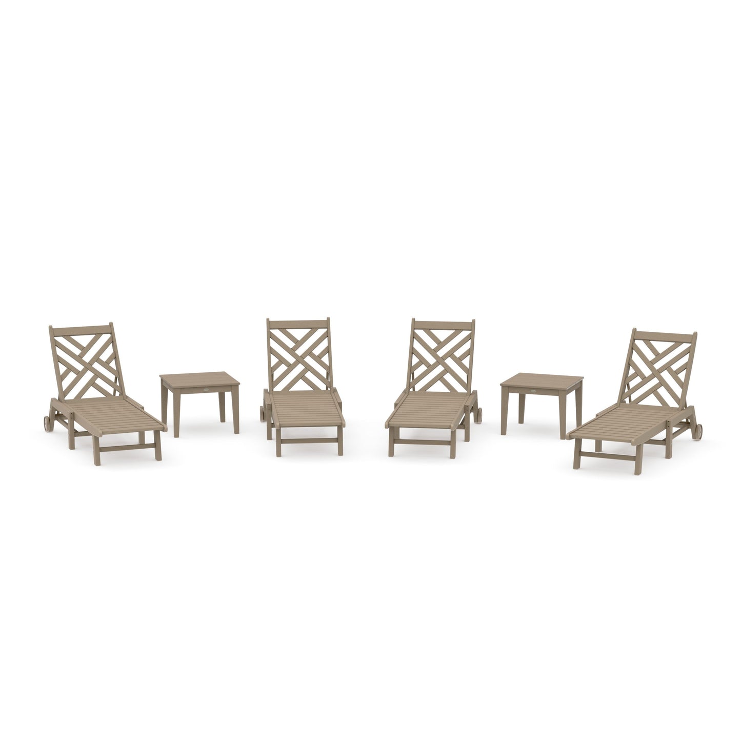POLYWOOD Chippendale 6-Piece Chaise Set with Wheels — Vintage Sahara