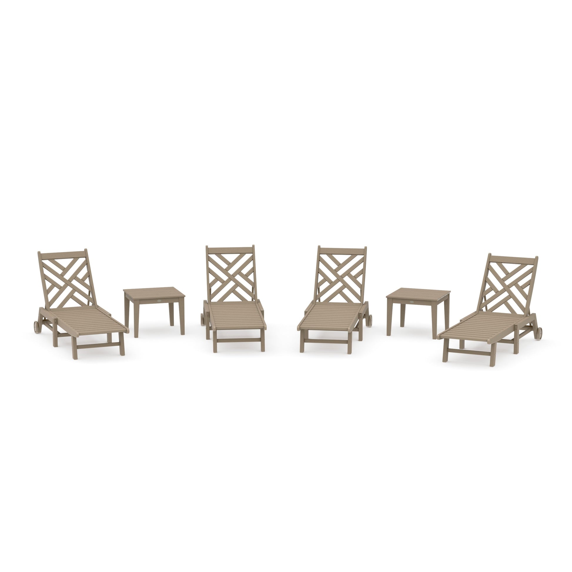 POLYWOOD Chippendale 6-Piece Chaise Set with Wheels — Vintage Sahara