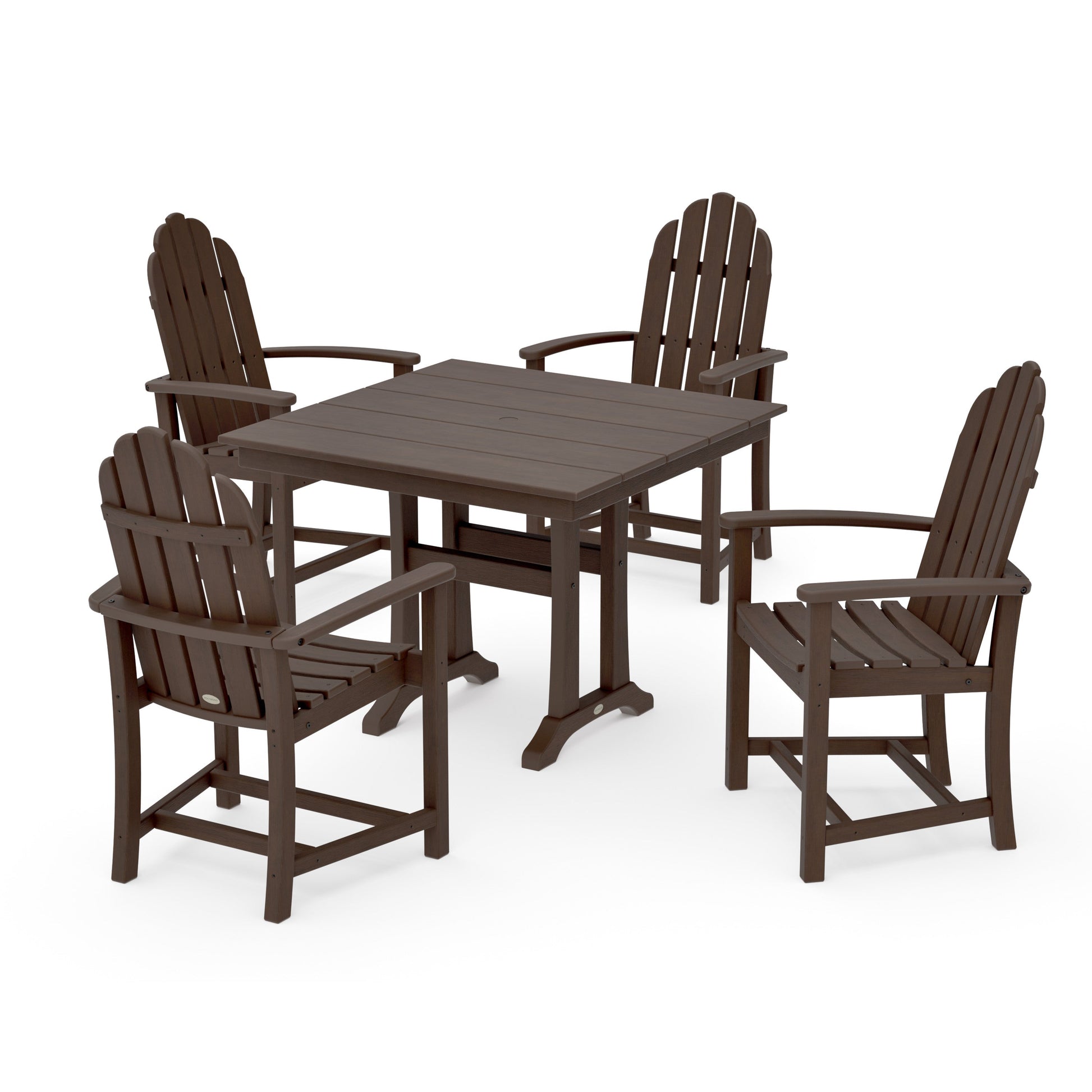 POLYWOOD Classic Adirondack 5-Piece Farmhouse Dining Set With Trestle Legs — Kona