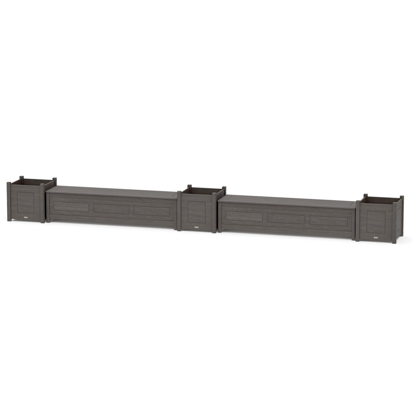 POLYWOOD 72" Country Living Straight Double Planter Storage Bench Set- Large — Driftwood