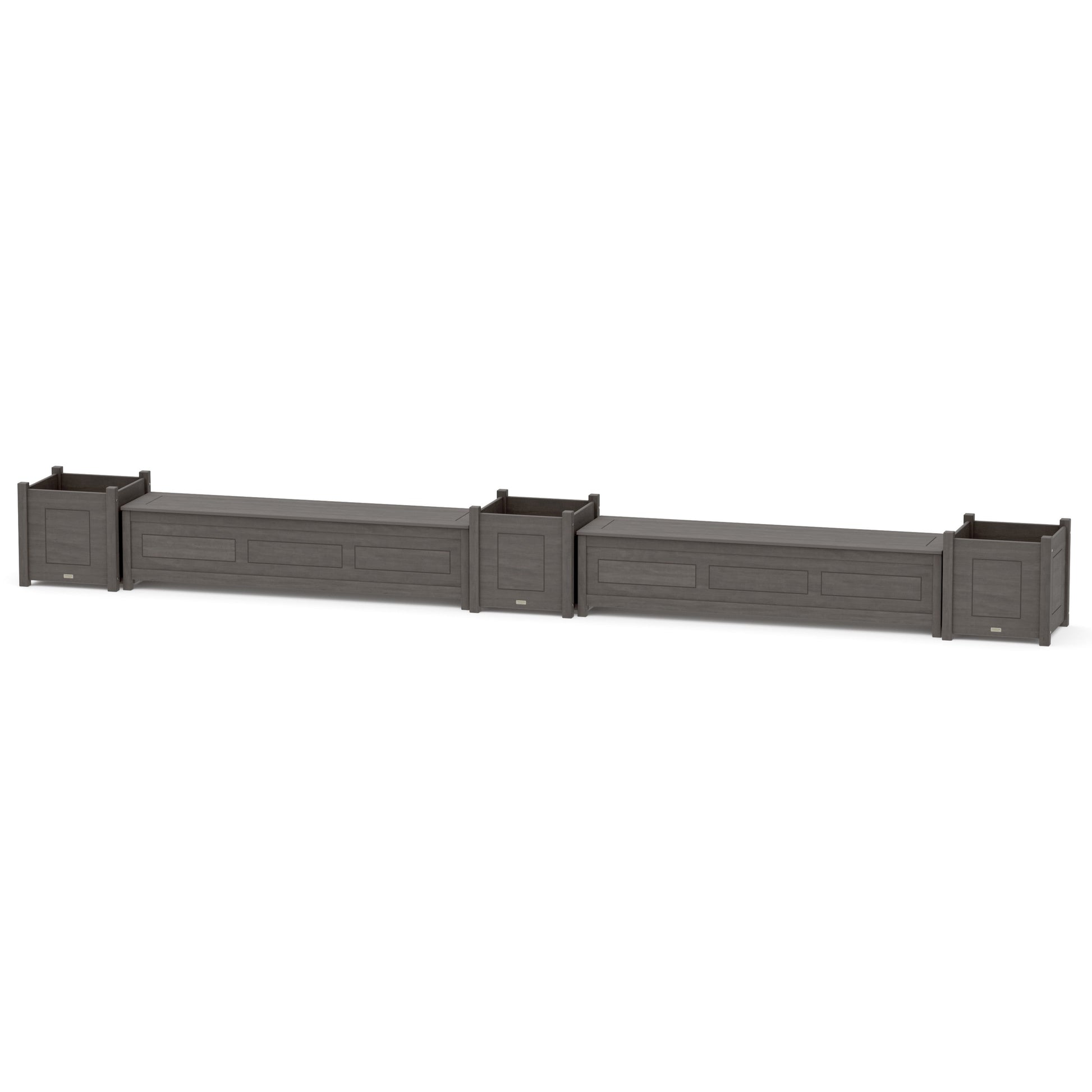 POLYWOOD 72" Country Living Straight Double Planter Storage Bench Set- Large — Driftwood