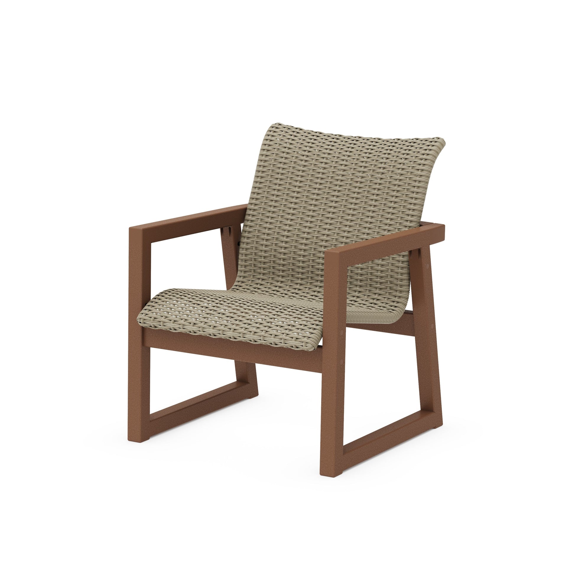 POLYWOOD EDGE Woven Lounge Chair — Teak / Dune Grass