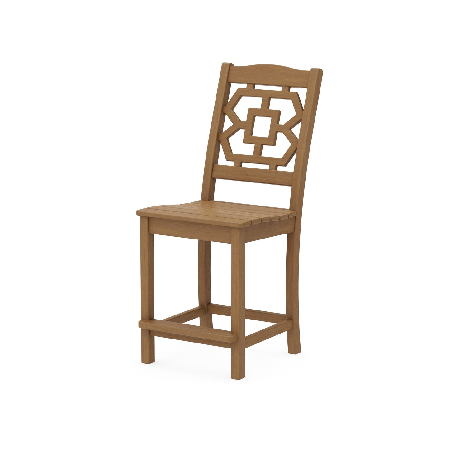 POLYWOOD Chinoiserie Counter Side Chair — Natural