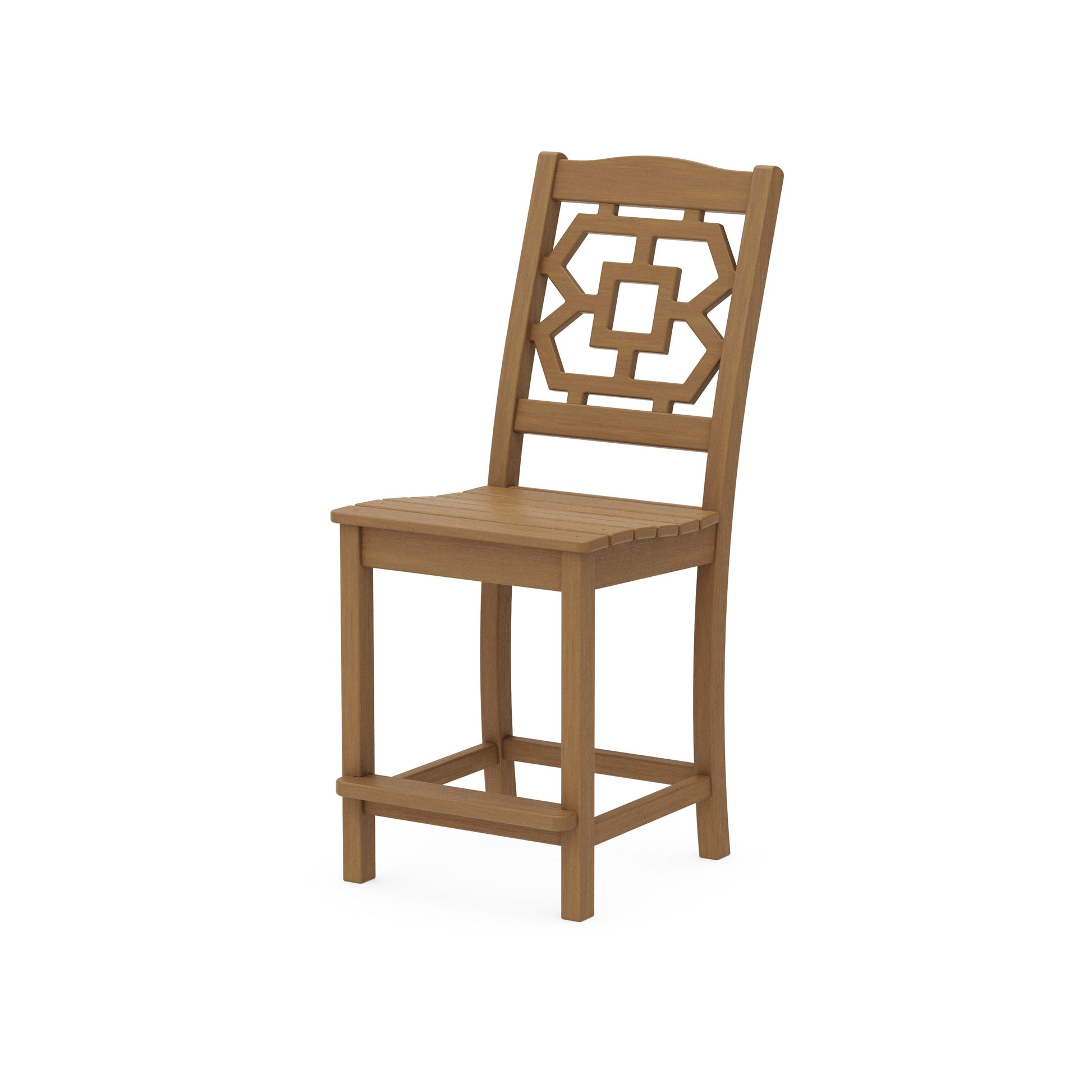 POLYWOOD Chinoiserie Counter Side Chair — Natural