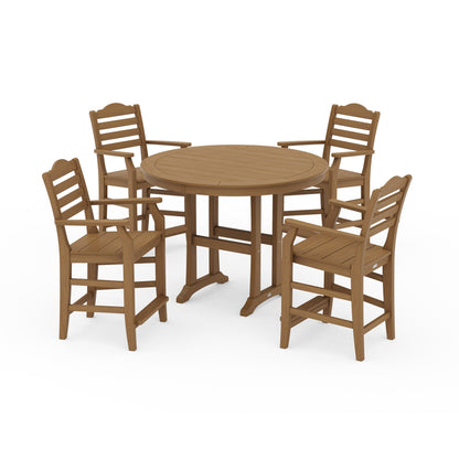 POLYWOOD Savannah 5-Piece Round Counter Set — Natural