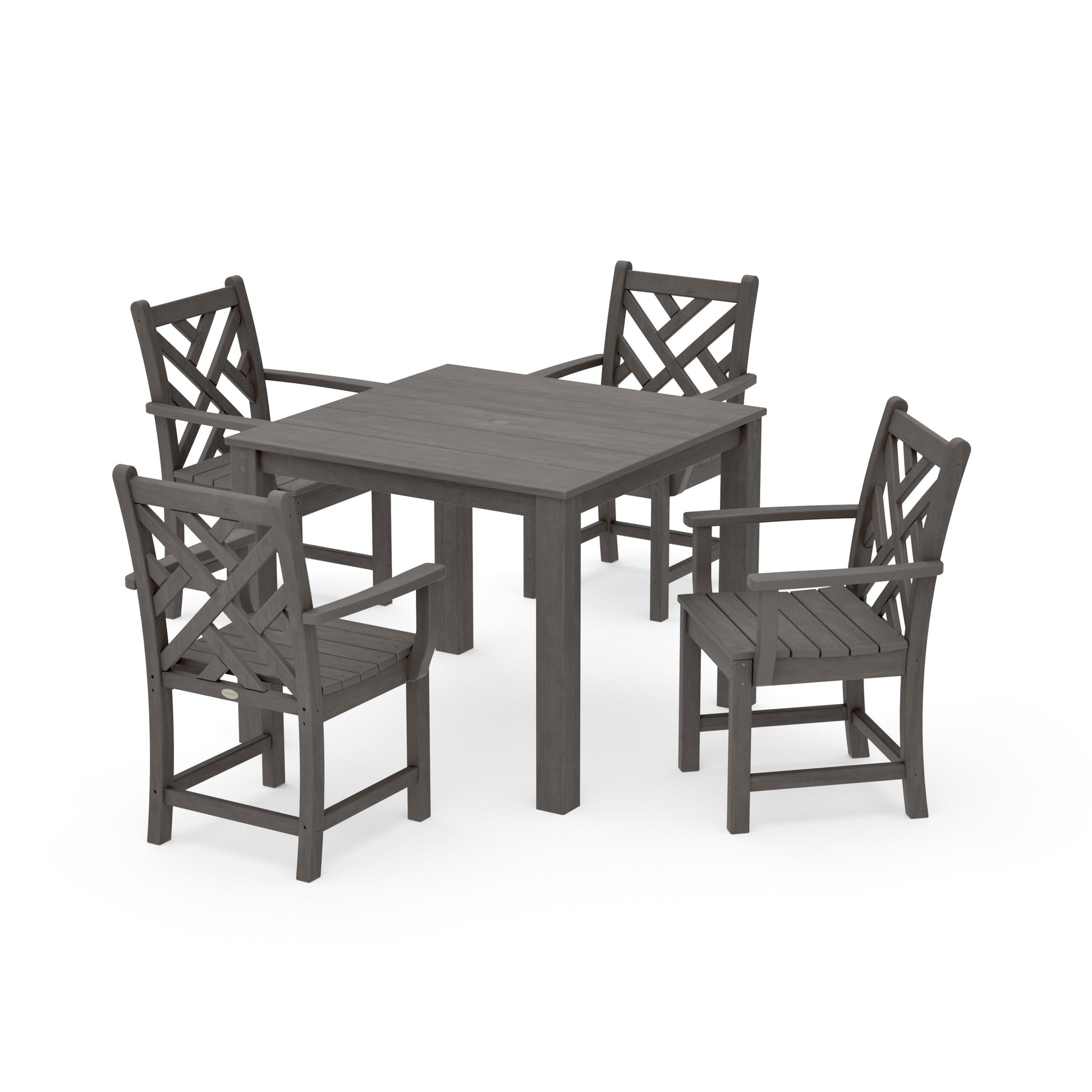 POLYWOOD Chippendale 5-Piece Parsons Dining Set — Driftwood