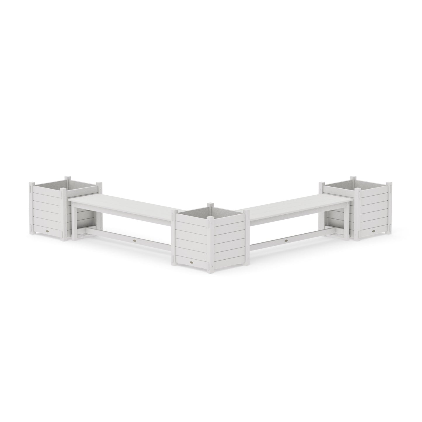 POLYWOOD 60" Nautical L- Shaped Planter Bench Corner Set - Large — Vintage White