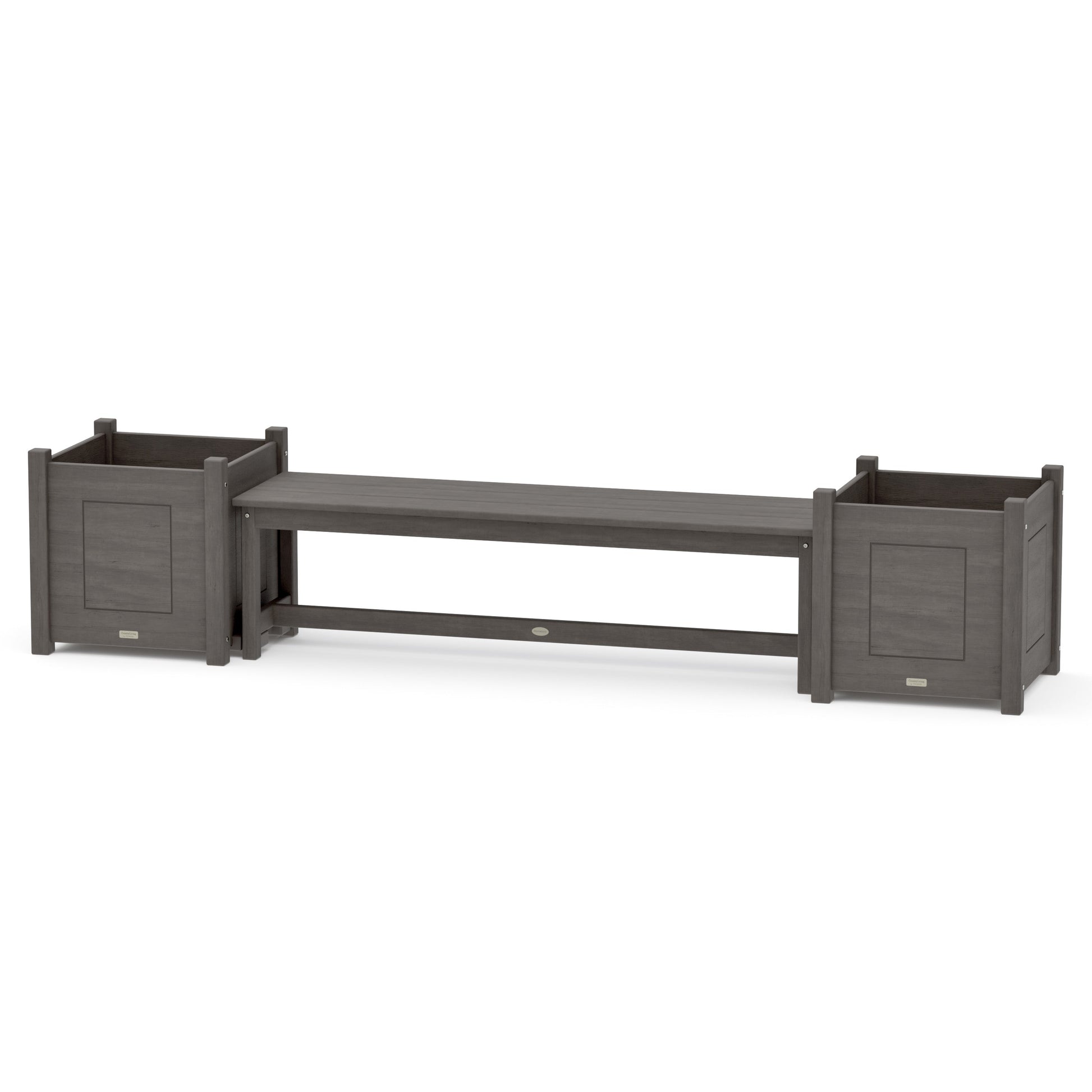 POLYWOOD 60" Country Living Straight Planter Bench Set - Large — Driftwood