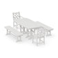 POLYWOOD Chippendale 5-Piece Dining Set with Benches — Vintage White