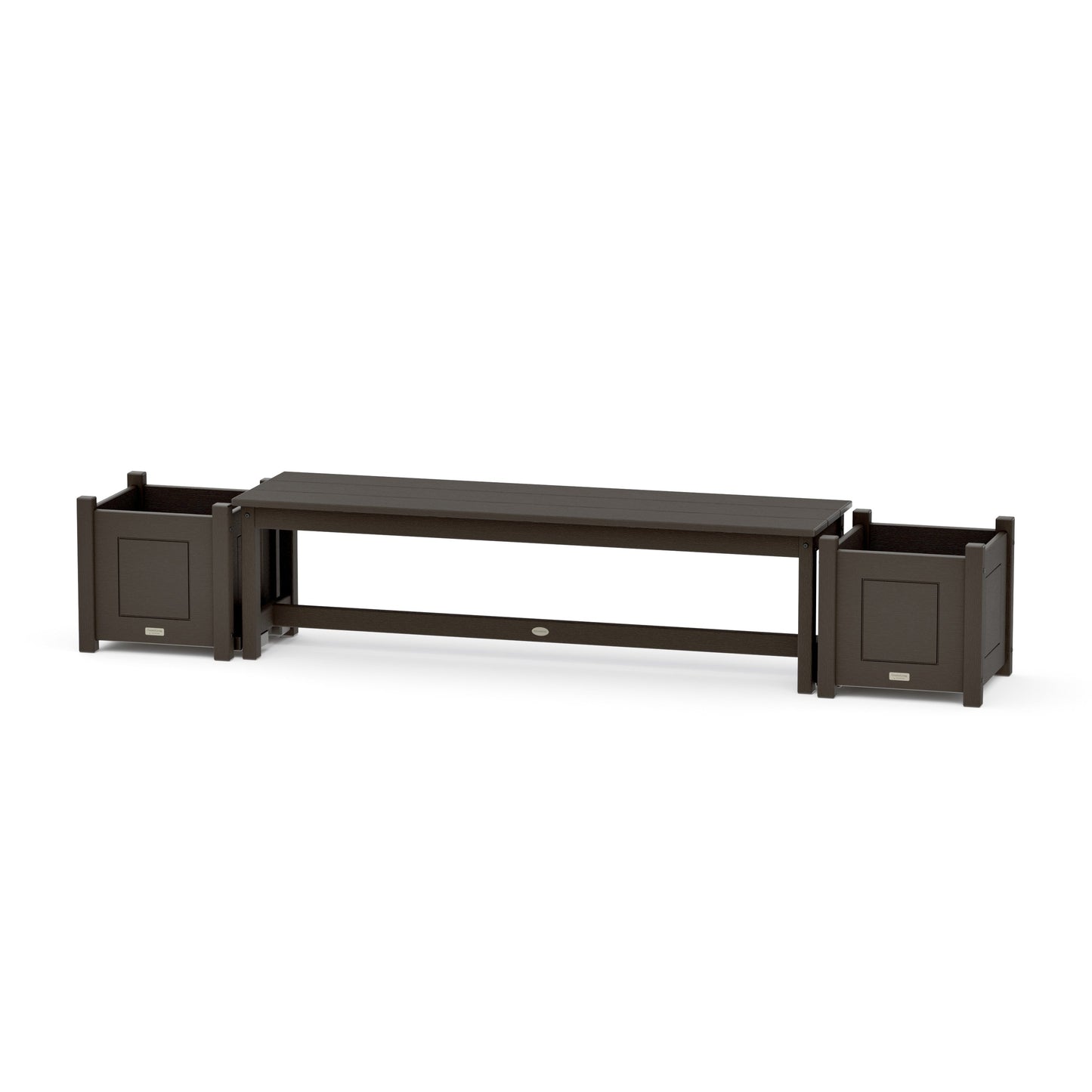 POLYWOOD 60" Country Living Straight Planter Bench Set — Vintage Coffee