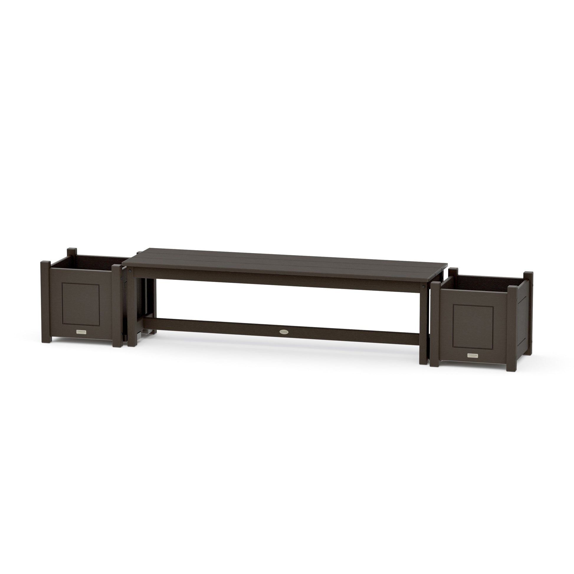 POLYWOOD 60" Country Living Straight Planter Bench Set — Vintage Coffee