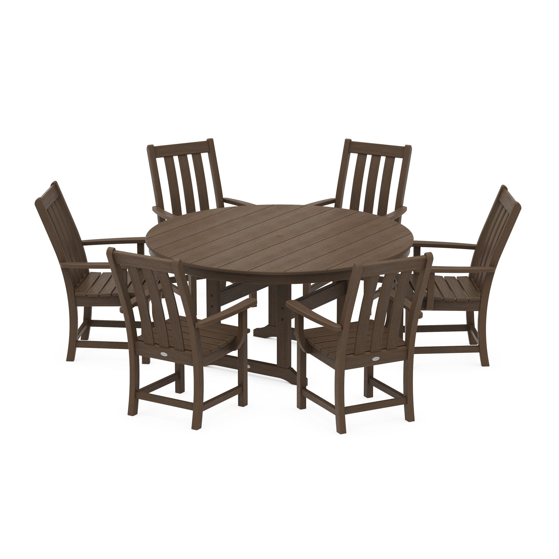 POLYWOOD Vineyard 7-Piece Arm Chair Round Farmhouse Dining Set — Kona