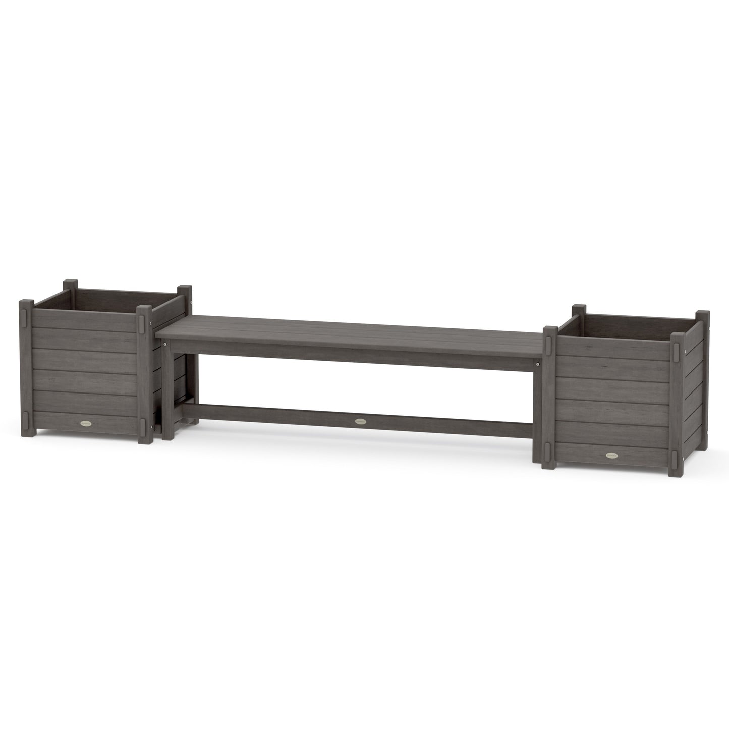 POLYWOOD 60" Nautical Straight Planter Bench Set - Large — Driftwood