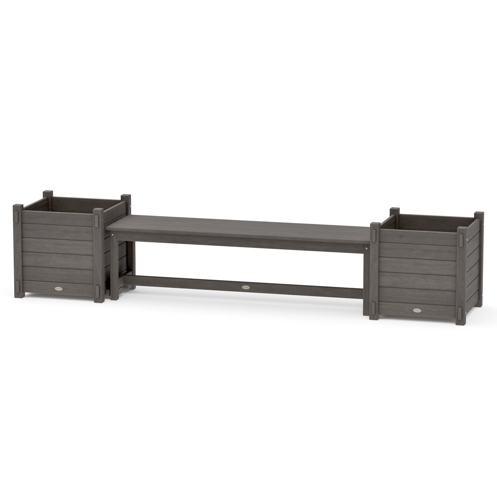 POLYWOOD 60" Nautical Straight Planter Bench Set - Large — Driftwood
