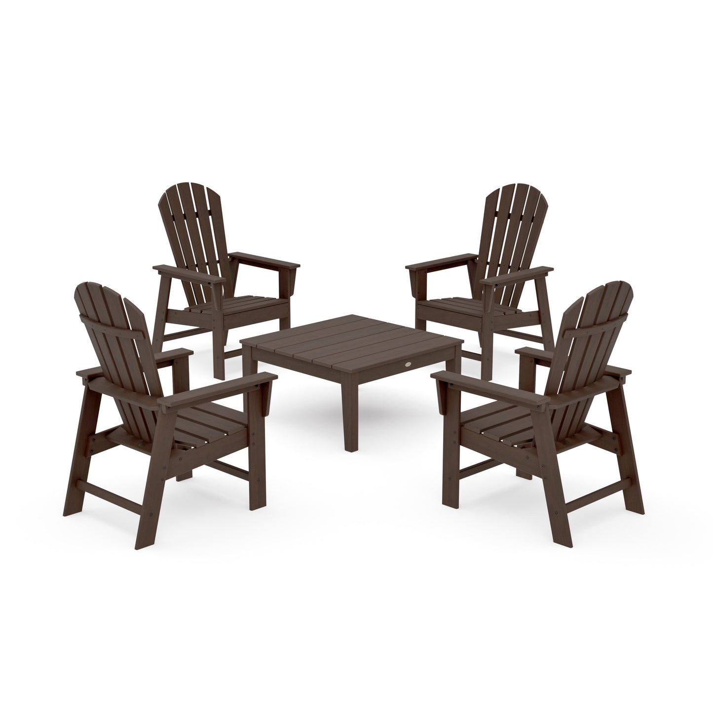 POLYWOOD 5-Piece South Beach Casual Chair Conversation Set with 36" Conversation Table — Kona