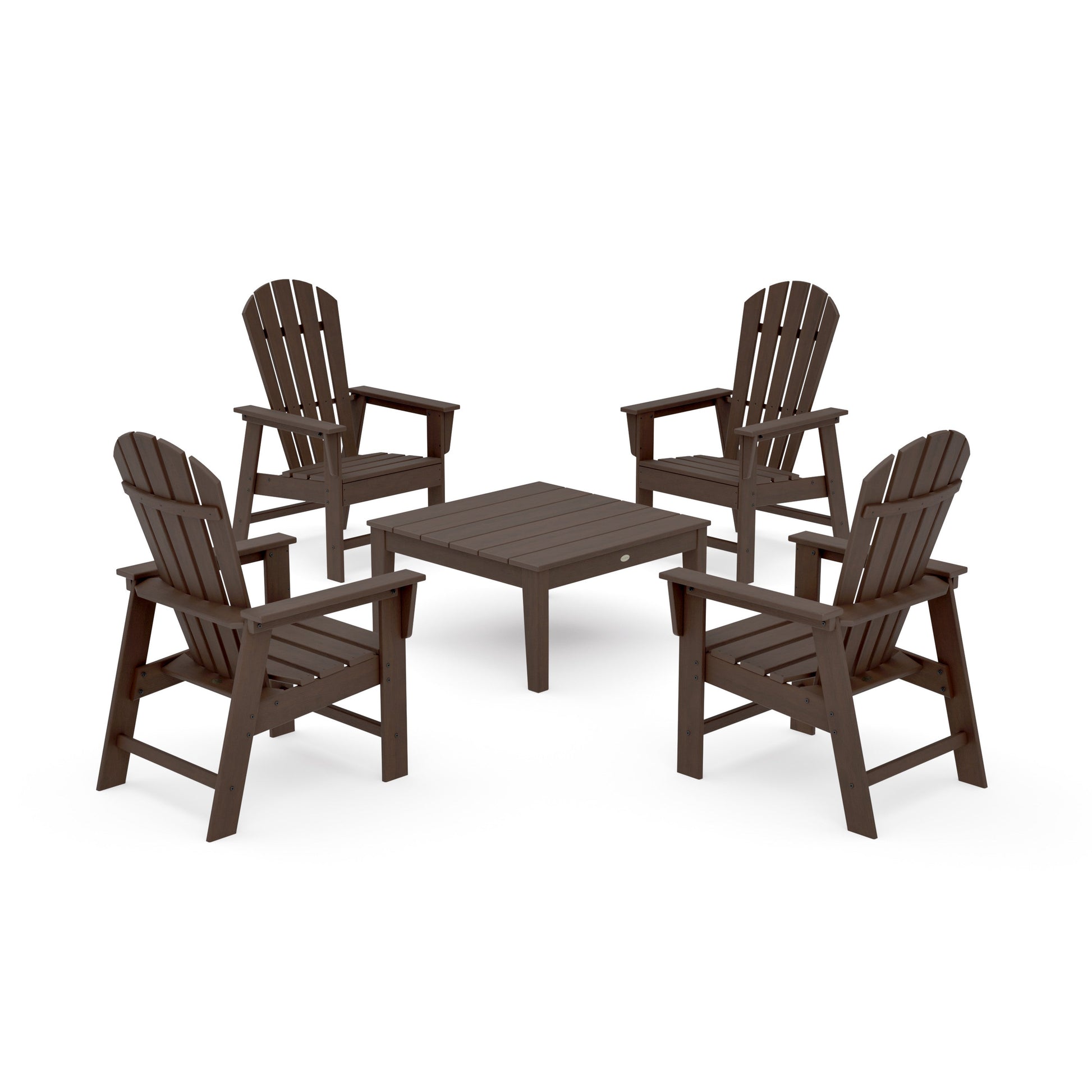 POLYWOOD 5-Piece South Beach Casual Chair Conversation Set with 36" Conversation Table — Kona