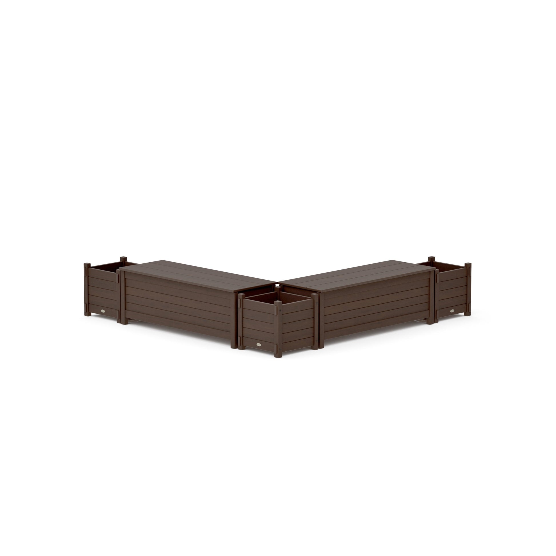 POLYWOOD 48" Nautical L- Shaped Planter Storage Bench Corner Set — Kona