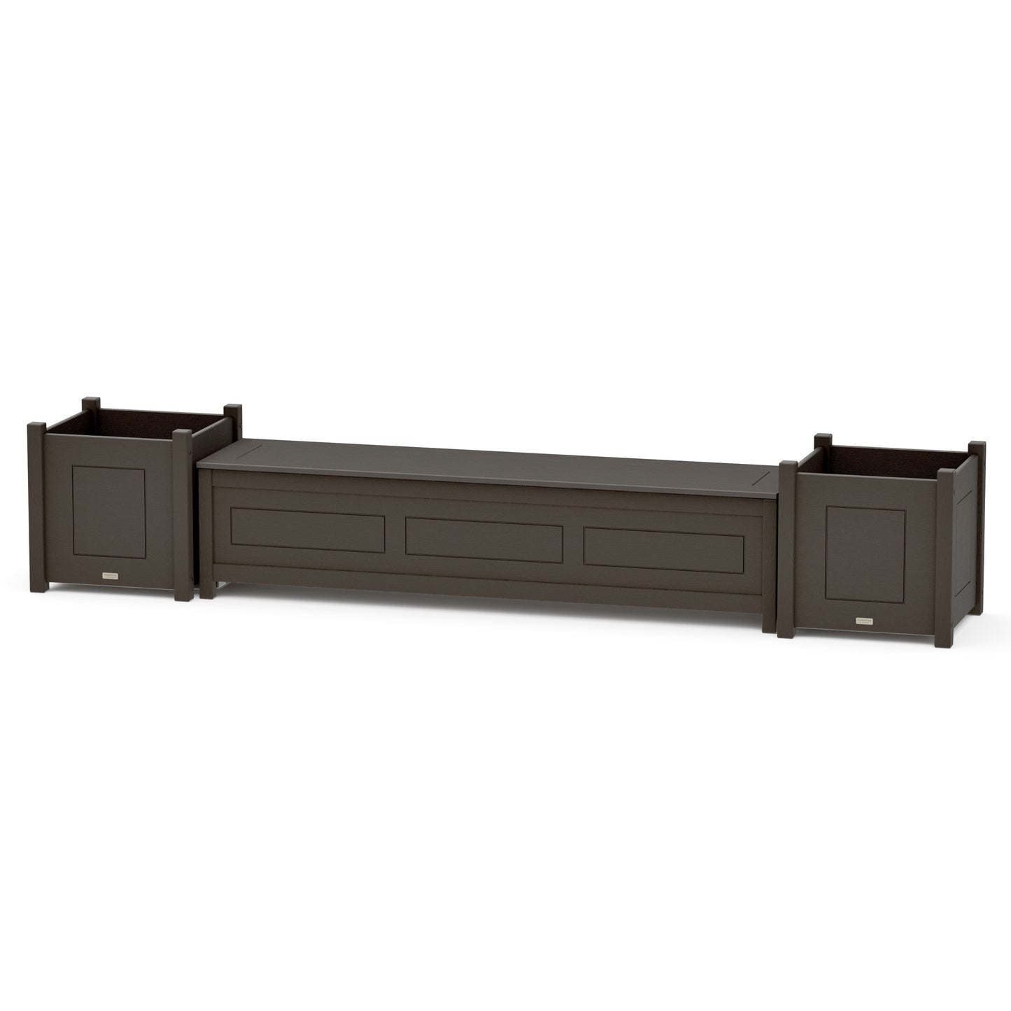 POLYWOOD 72" Country Living Straight Planter Storage Bench Set- Large — Vintage Coffee