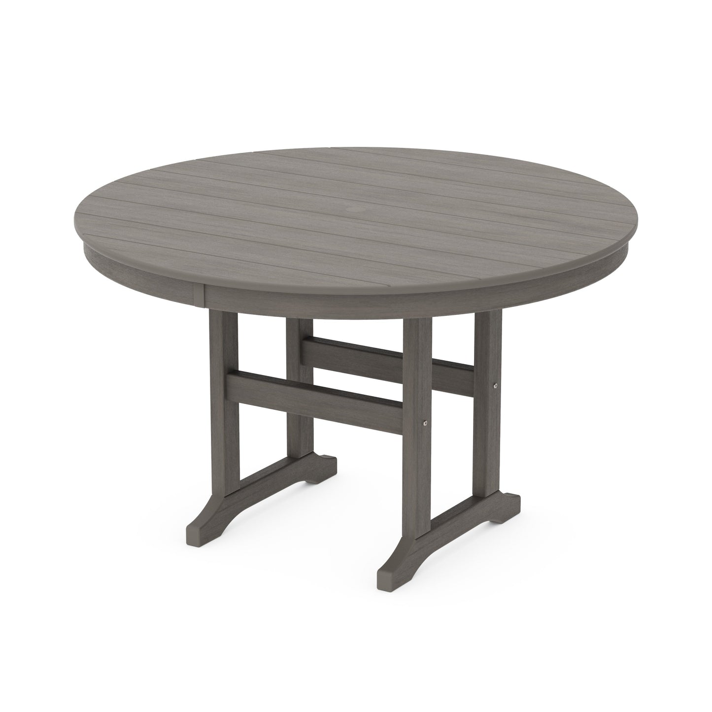 POLYWOOD 48" Round Farmhouse Dining Table — Driftwood