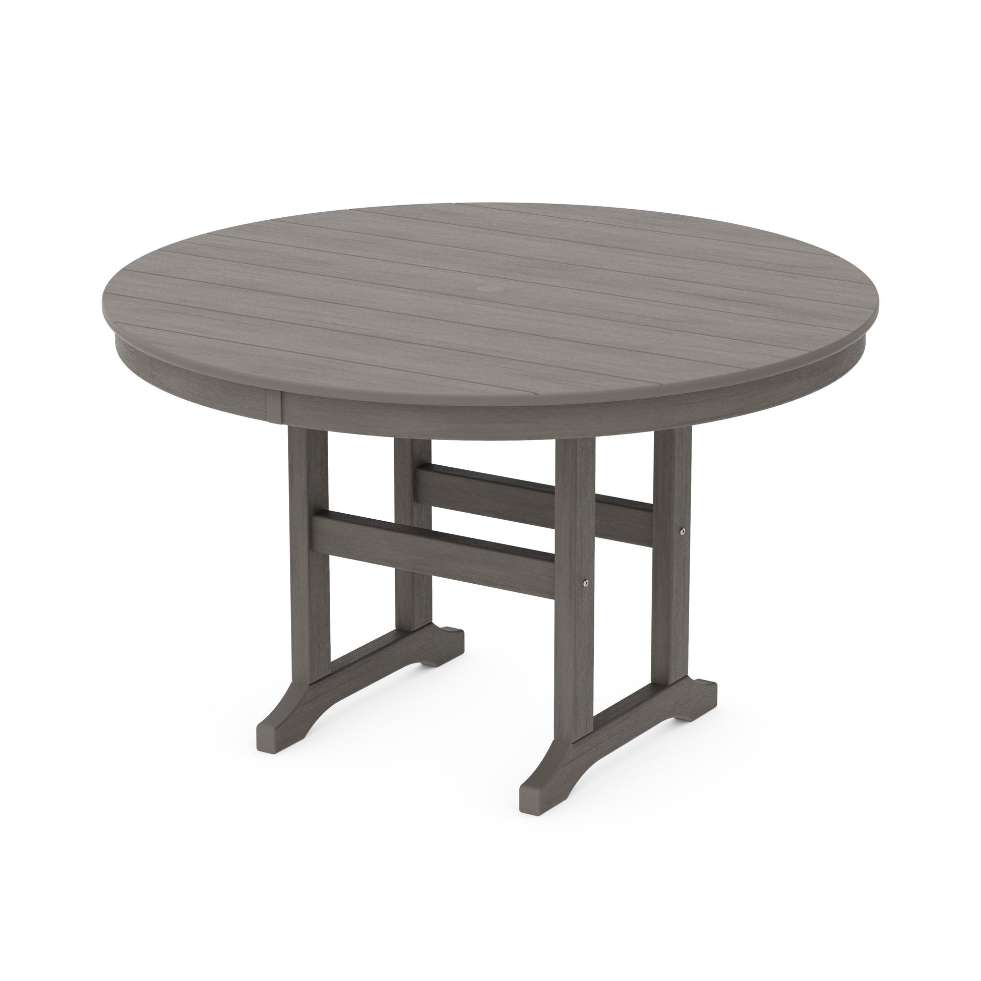 POLYWOOD 48" Round Farmhouse Dining Table — Driftwood