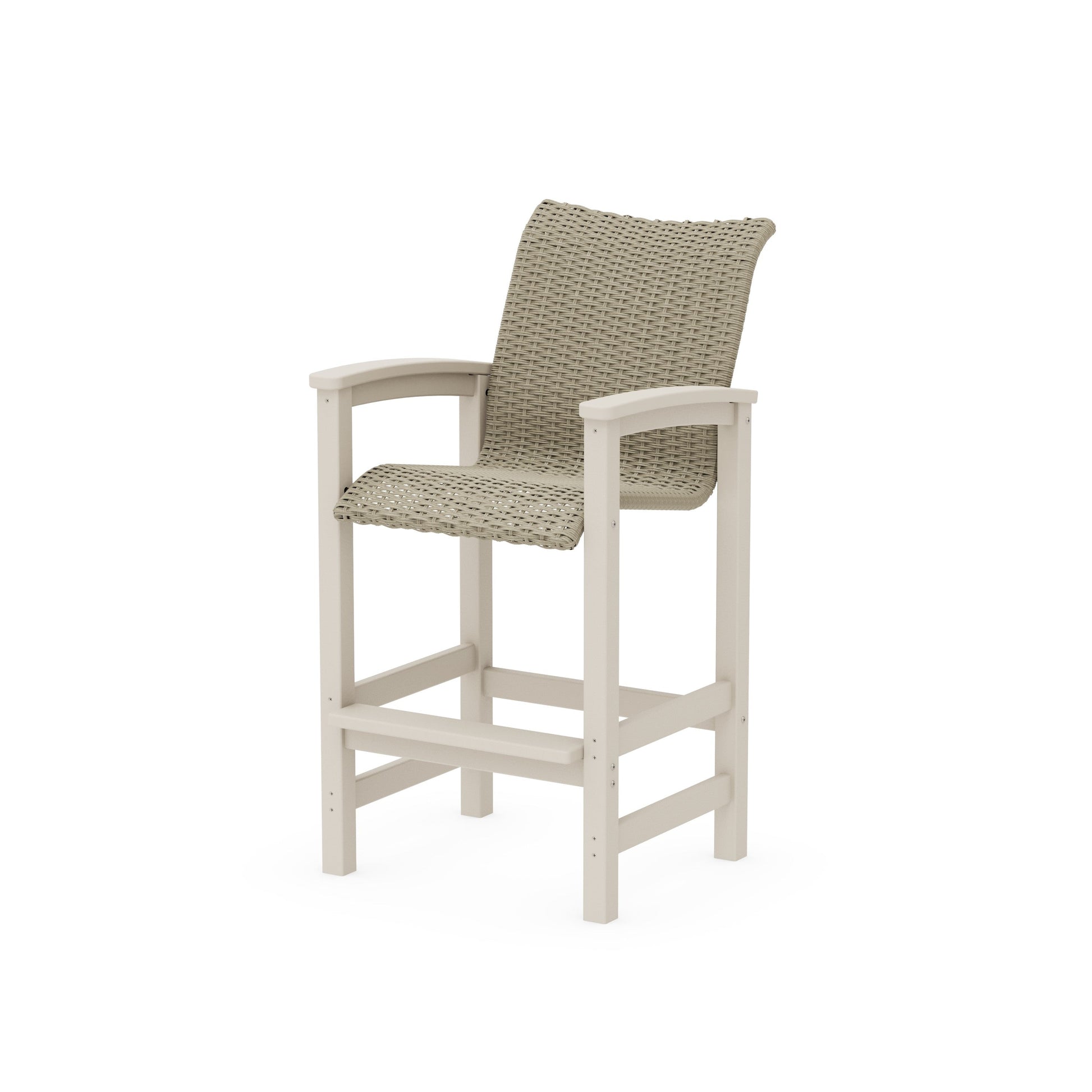 POLYWOOD Coastal Woven Bar Chair — Sand / Dune Grass