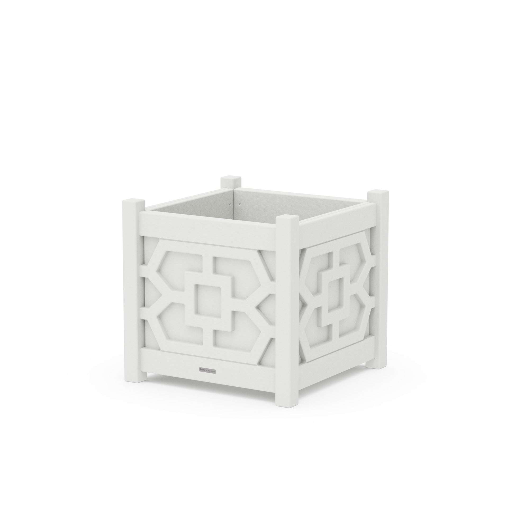 POLYWOOD Chinoiserie Large Square Planter Box — Vintage White