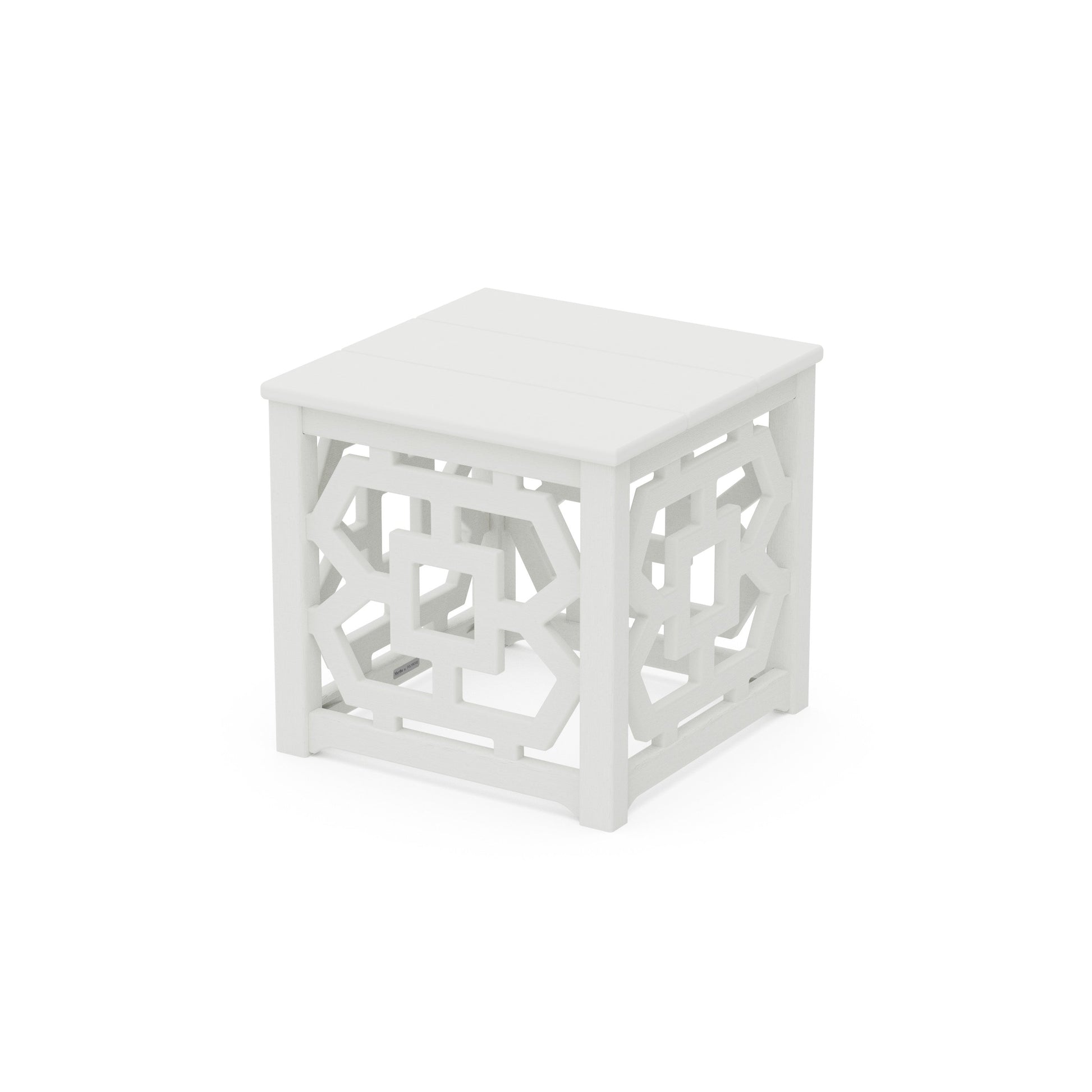 POLYWOOD Chinoiserie Accent Table — Vintage White