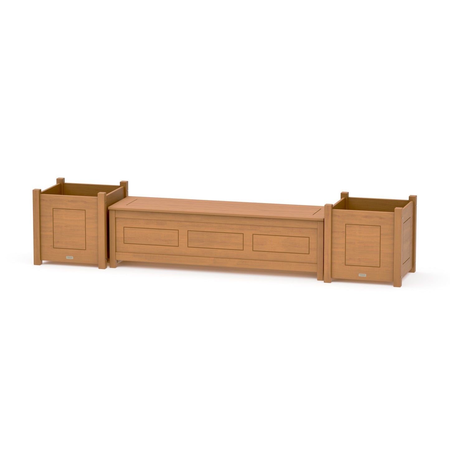POLYWOOD 60" Country Living Straight Planter Storage Bench Set- Large — Natural