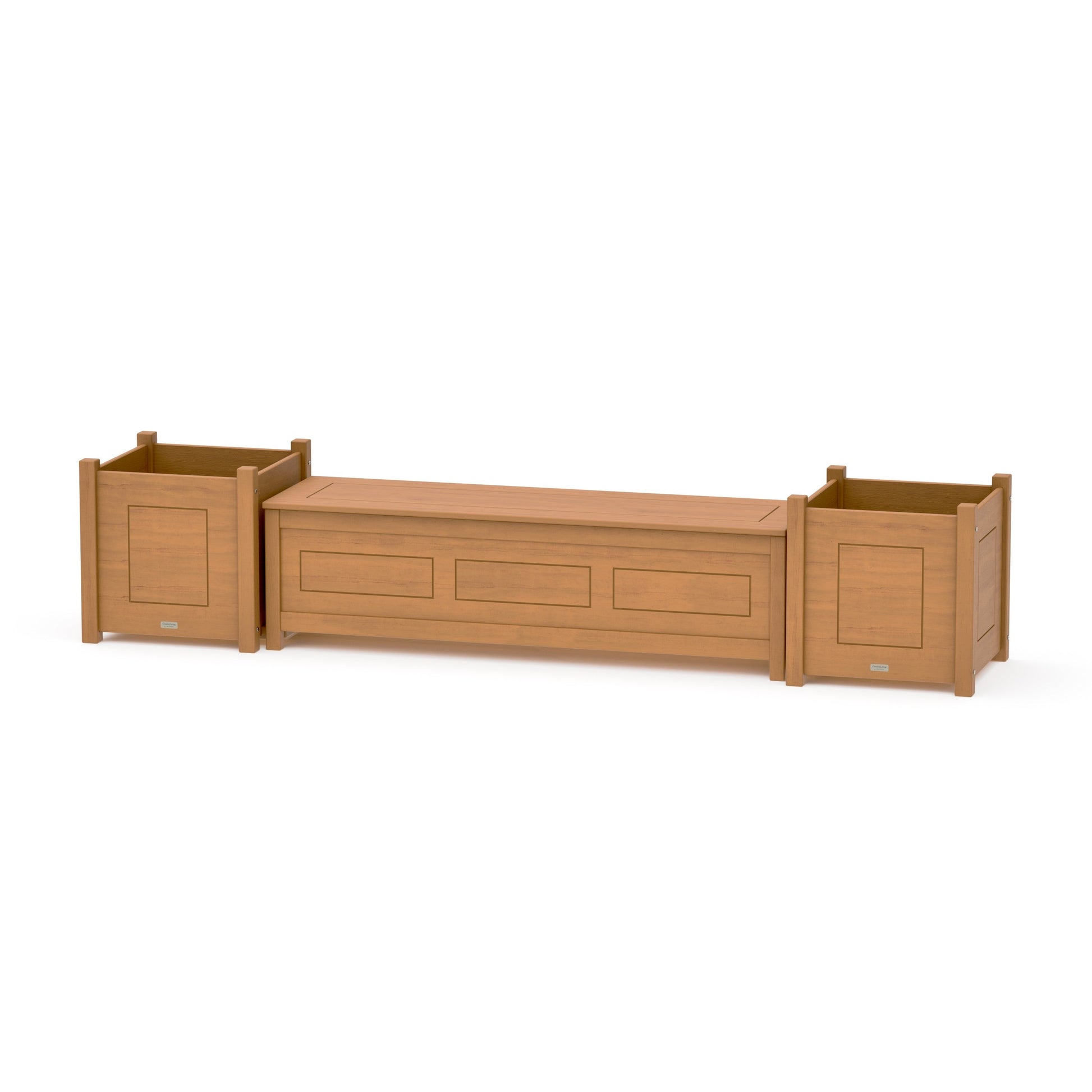 POLYWOOD 60" Country Living Straight Planter Storage Bench Set- Large — Natural