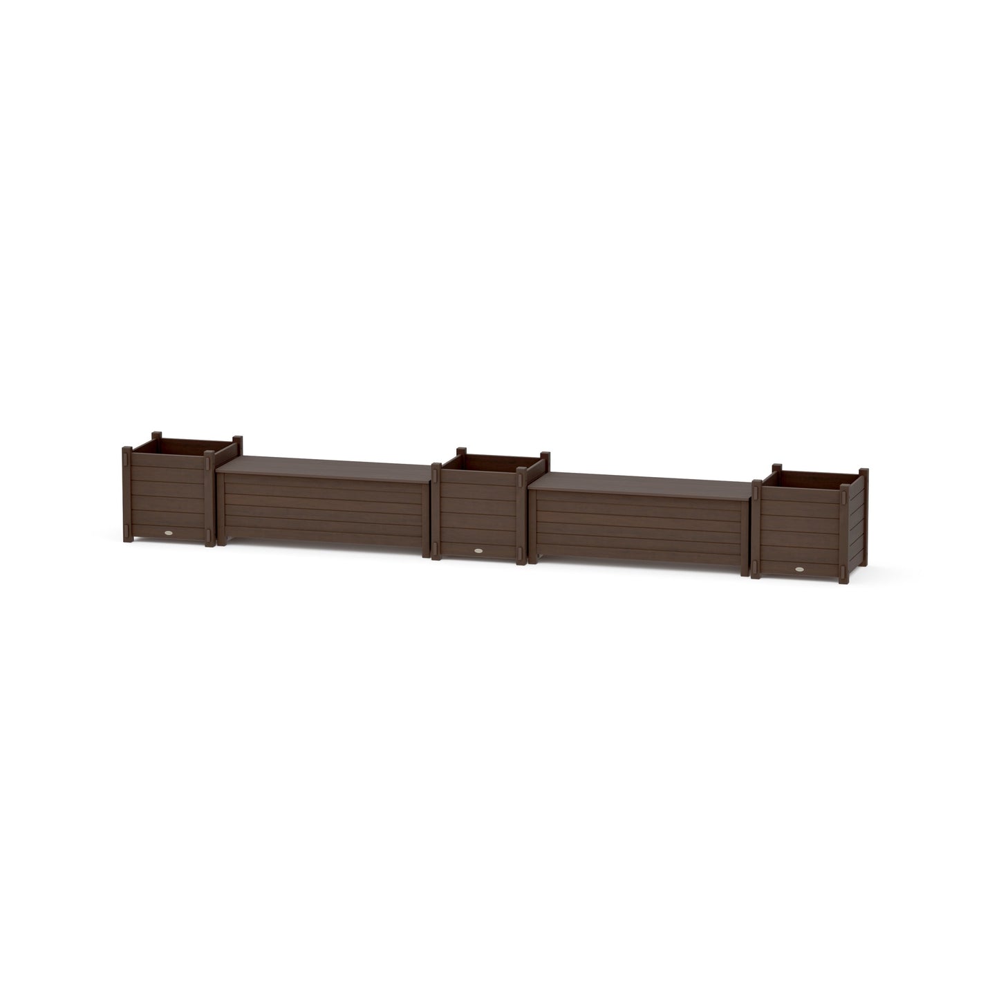 POLYWOOD 48" Nautical Straight Double Planter Storage Bench Set- Large — Kona