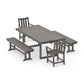 POLYWOOD Traditional Garden 5-Piece Dining Set with Benches — Driftwood