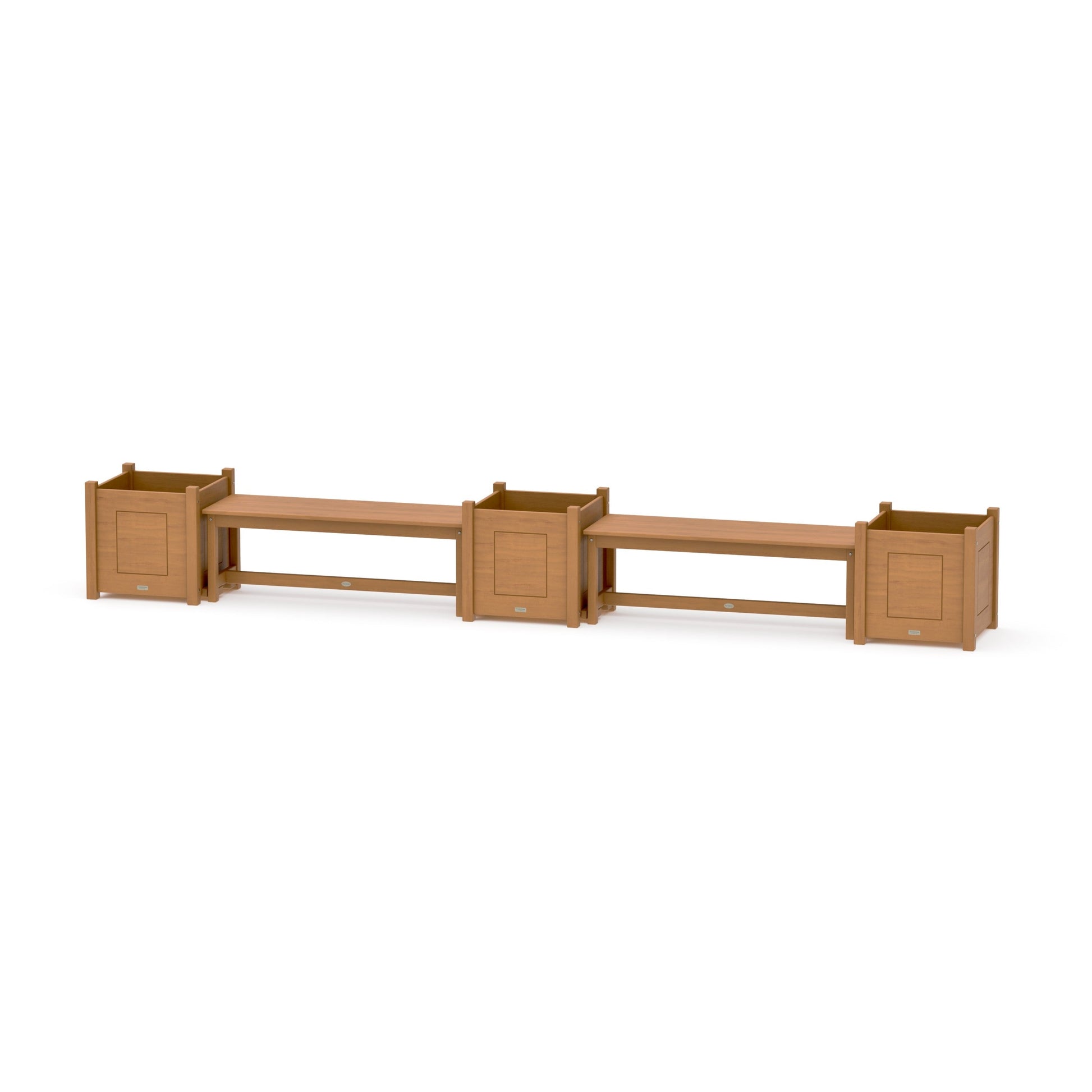 POLYWOOD 48" Country Living Straight Double Planter Bench Set - Large — Natural
