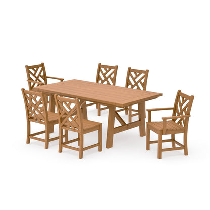 POLYWOOD Chippendale 7-Piece Rustic Farmhouse Dining Set — Natural