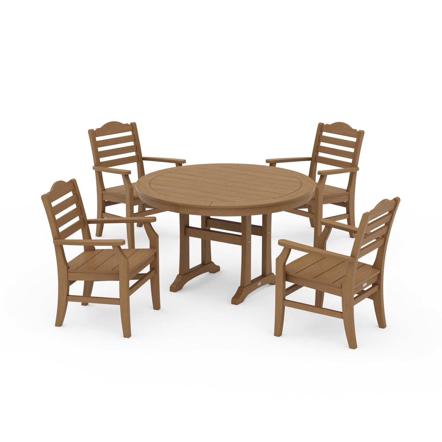 POLYWOOD Savannah 5-Piece Round Dining Set with Trestle Legs — Natural