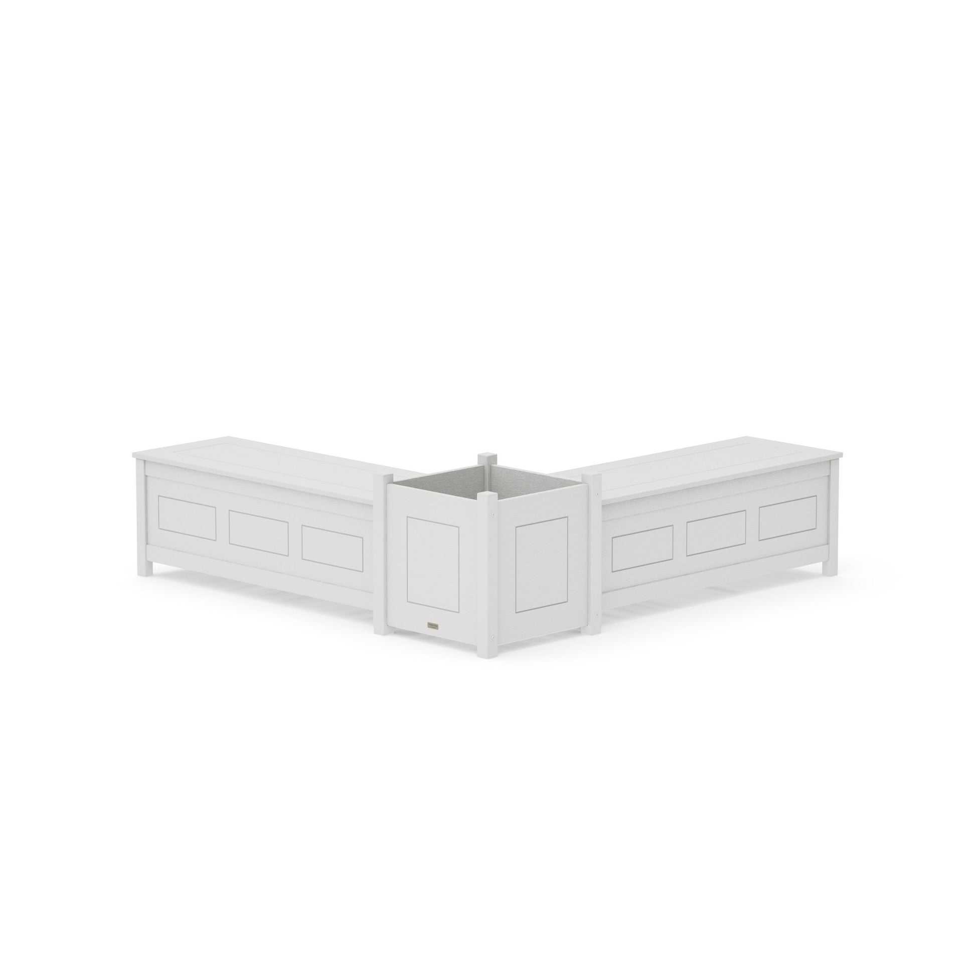 POLYWOOD 48" Country Living L- Shaped Planter Storage Bench Set- Large — Vintage White