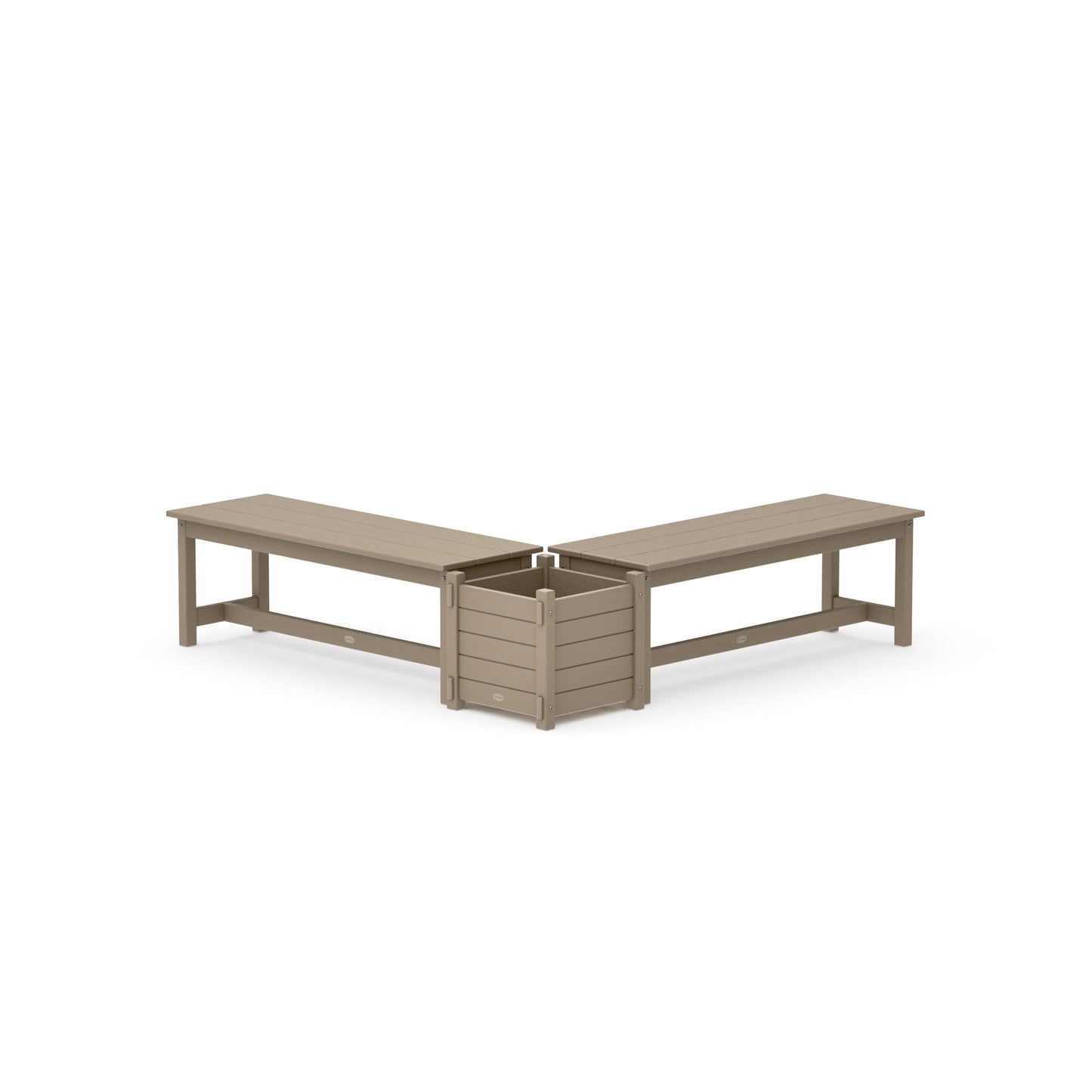 POLYWOOD 48" Nautical L- Shaped Planter Bench Set — Vintage Sahara