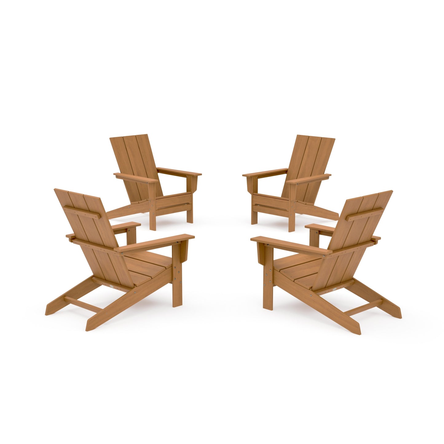 POLYWOOD 4-Piece Modern Studio Adirondack Chair Conversation Set — Natural