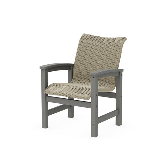 POLYWOOD Coastal Woven Dining Chair — Slate Grey / Dune Grass