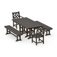 POLYWOOD Chippendale 5-Piece Farmhouse Dining Set with Benches — Vintage Coffee